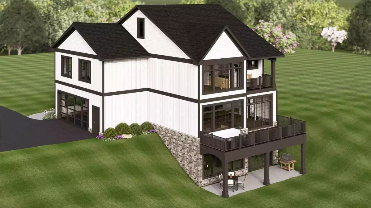 Walkout Basement Level Opens to Covered Patio and Raised Deck Above