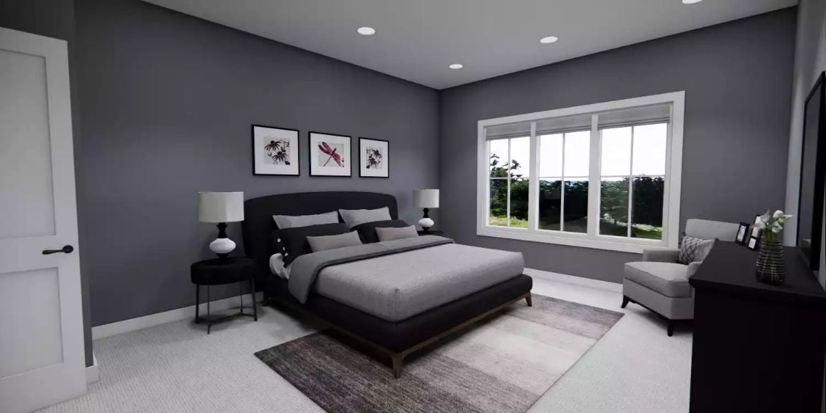 Charcoal Walls and a Platform Bed Give This Master Bedroom Quiet Authority