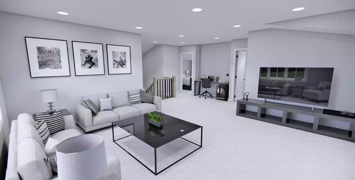 Recessed Lighting and Open Layout Make This Loft Living Space Feel Expansive