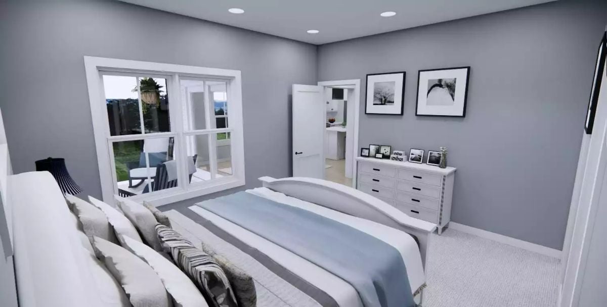 Soft Blues and White Dresser Give This Master Bedroom a Calm, Collected Feel