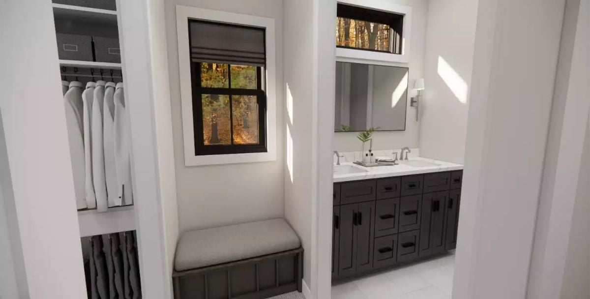 Walk-In Closet Meets Double Vanity in This Connected Owner's Suite