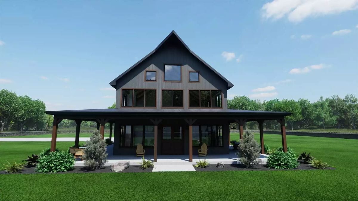 Dark Siding and Timber Posts Frame an Outdoor Living Space Built for Real Use