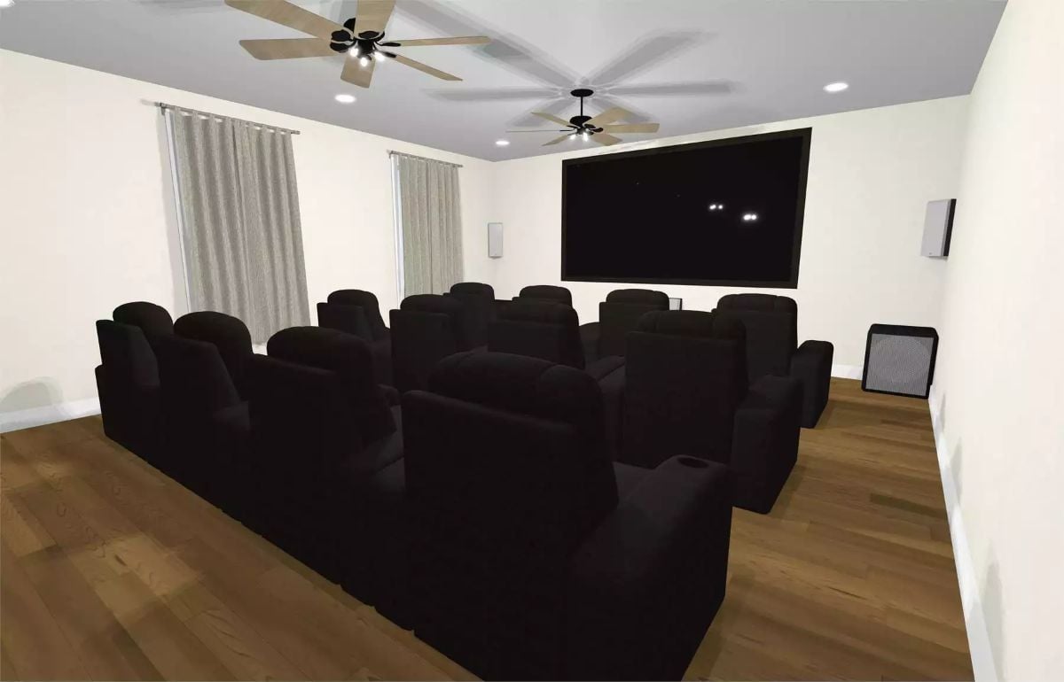 Recliner Seating and a Large Screen Turn One Room Into a Private Theater