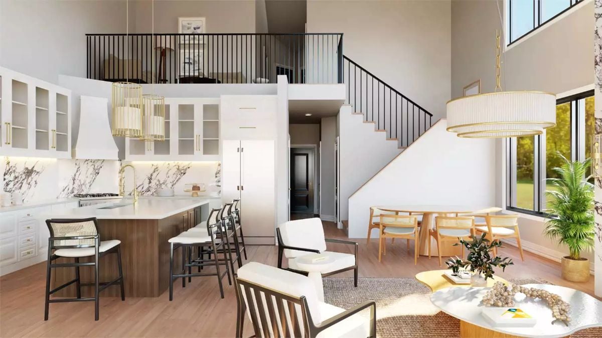 Open-Plan Living Where Kitchen Marble Meets Loft-Level Drama