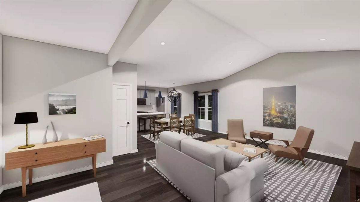 Vaulted Ceilings and Open-Concept Flow Define This Country-Style Living Space