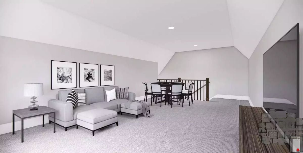 Carpeted Bonus Room Doubles as a Lounge and Casual Dining Space