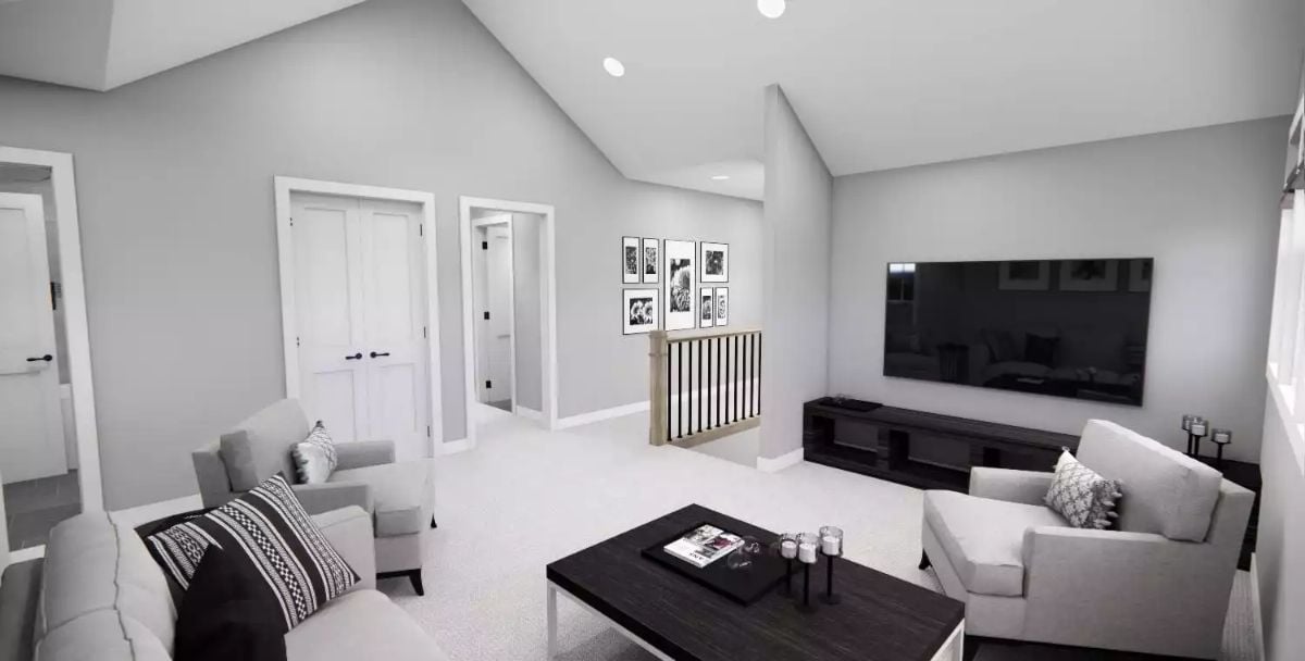 Vaulted Loft Doubles as a Media Room Without Sacrificing Natural Flow