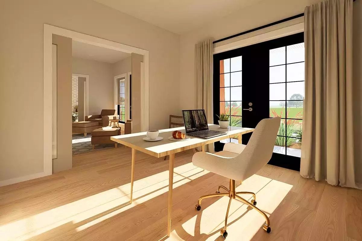 Gold Casters and French Doors Make This Home Office Feel Like a Reward