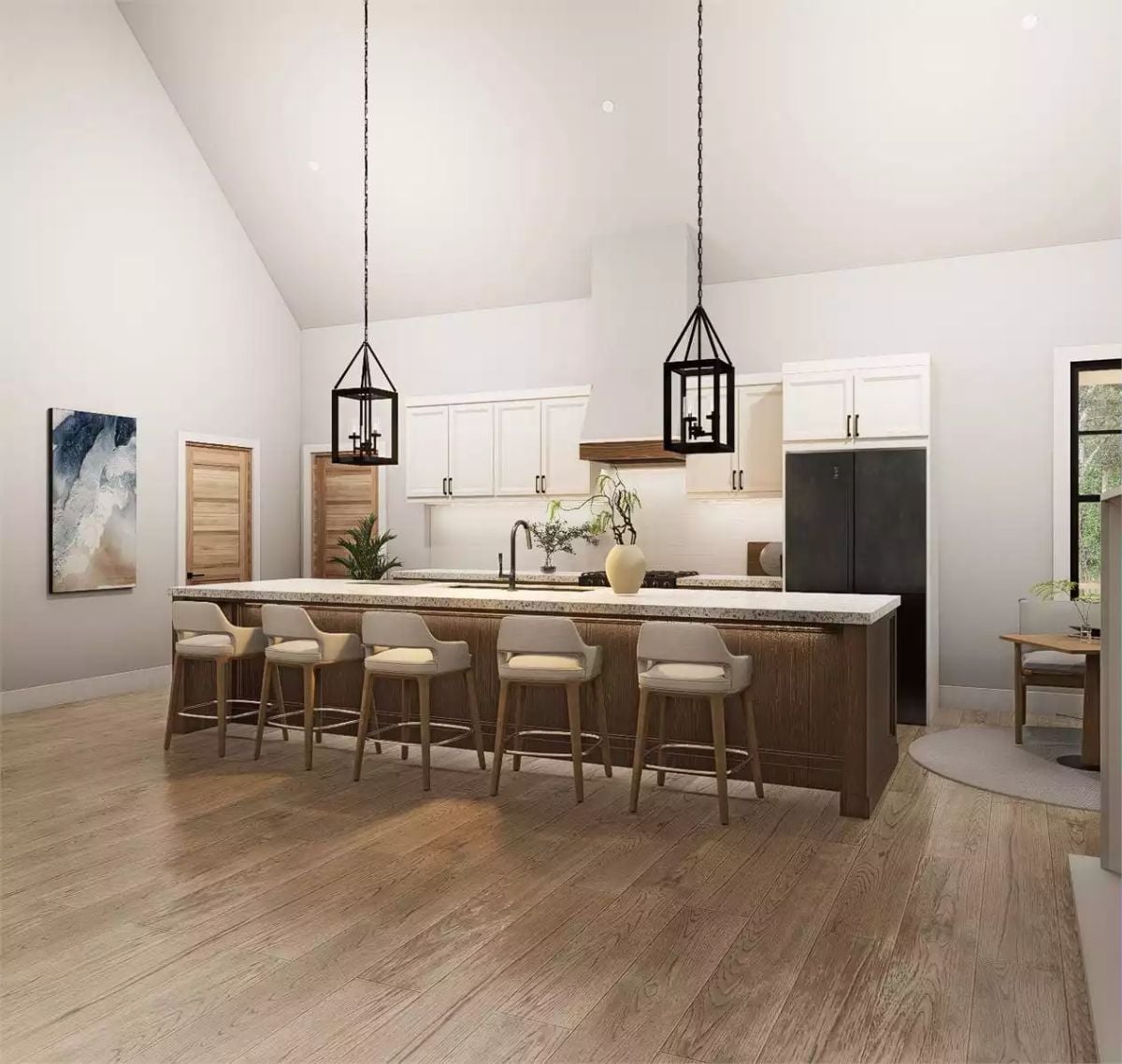 Six Barstools and a Vaulted Ceiling Make This Island the Heart of the Kitchen