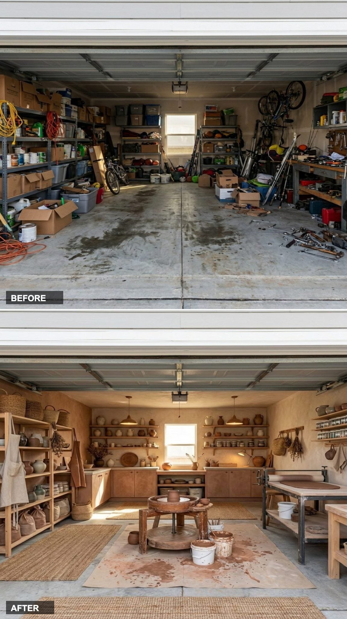 Earthy Pottery Studio with Clay Workspace and Raw Natural Textures