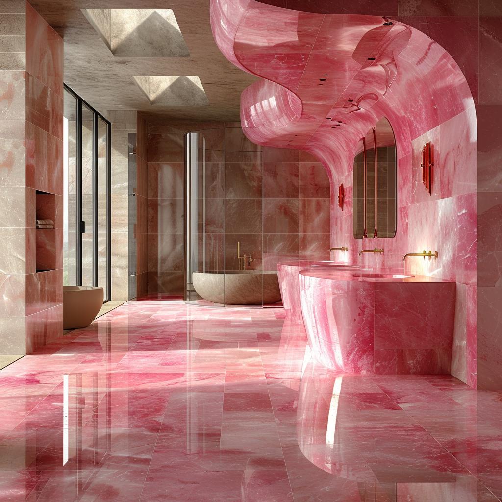 Pink Onyx From Floor to Ceiling: One Bathroom Goes All In