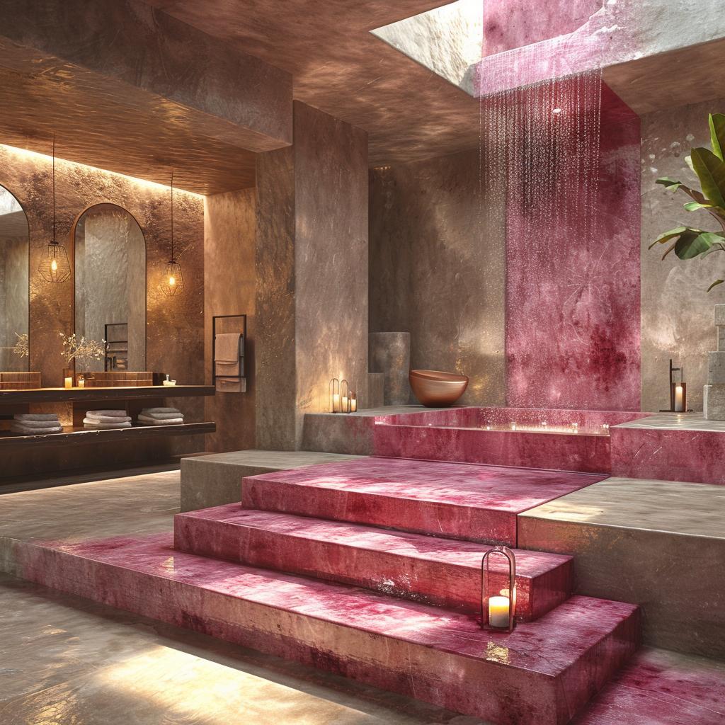 Ruby-Veined Stone Steps, a Skylight Shower, and Candles Doing Real Work
