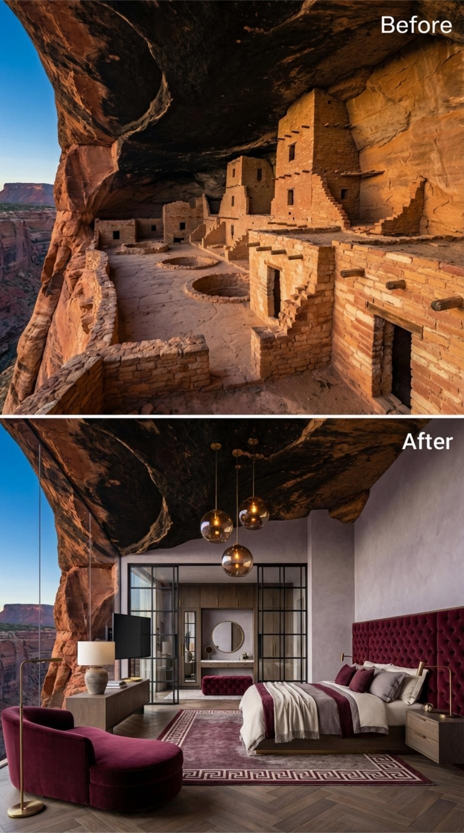 Carved Into Canyon Rock, This Bedroom Sleeps Beneath 800-Year-Old Stone
