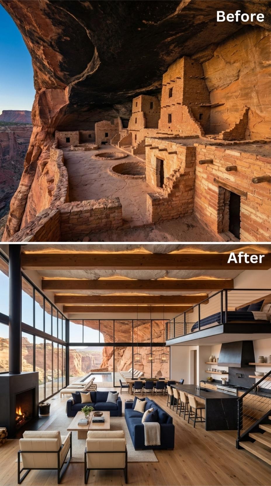 Fir Beams Compress the Room Into a More Intimate Retreat