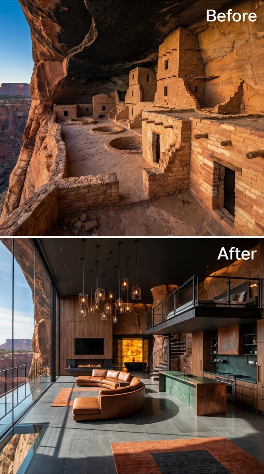 A Spiral Staircase Gives the Small Alcove a Vertical Route