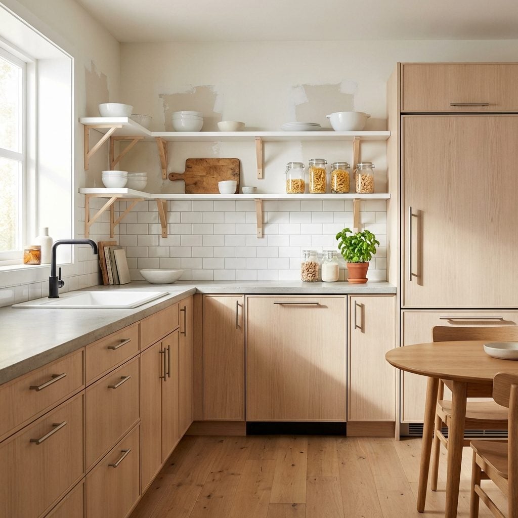 The Scandinavian Kitchen Where Open Shelving Makes Everything Look Unfinished