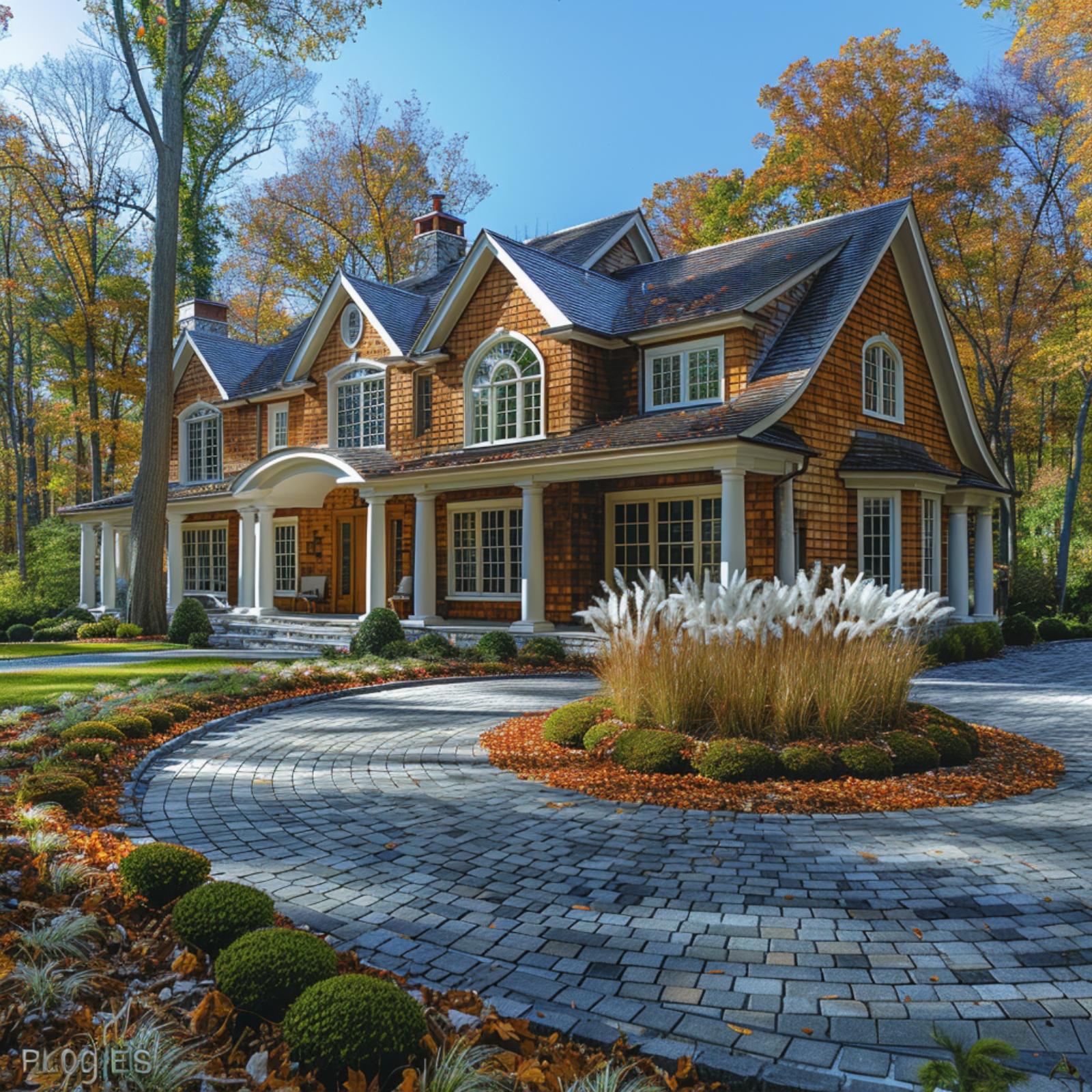 Shingle Style Gets Serious With Cobblestone, Ornamental Grasses, and Autumn Color