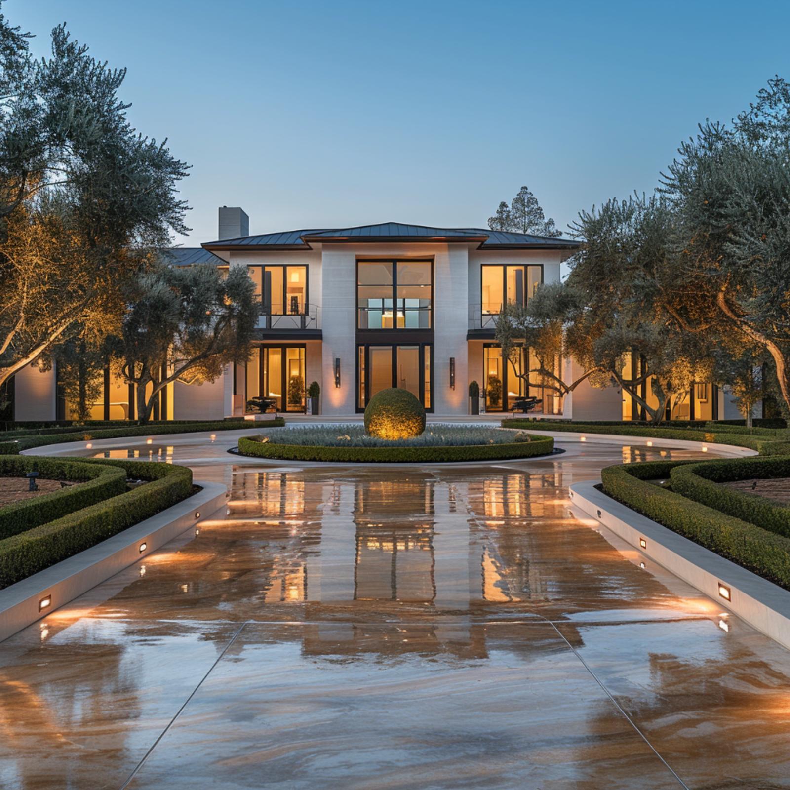 Olive Trees, a Reflecting Entry Court, and Geometry That Actually Earns Formal