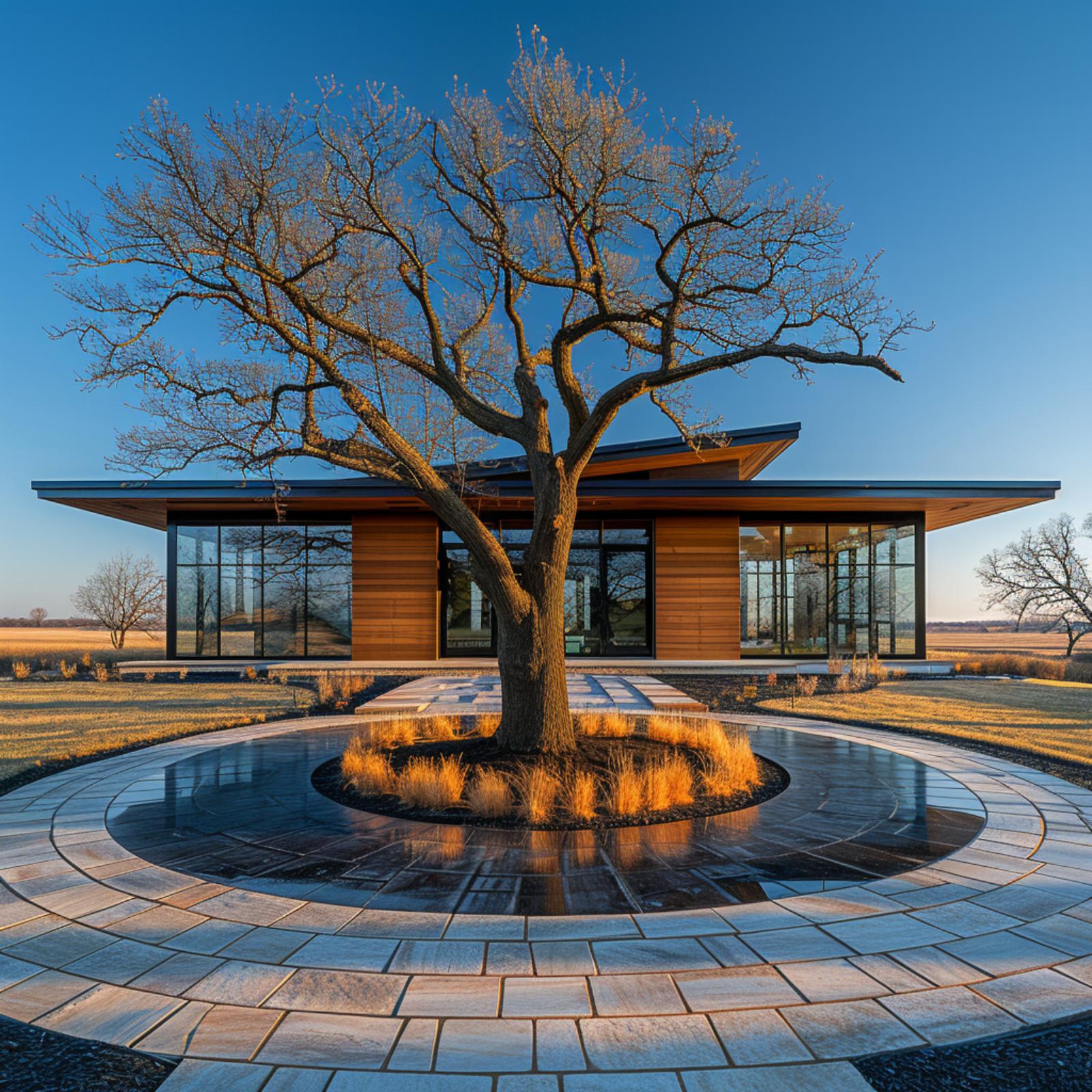 Prairie Modern, an Ancient Oak, and Concentric Stone Rings That Hold Everything Together