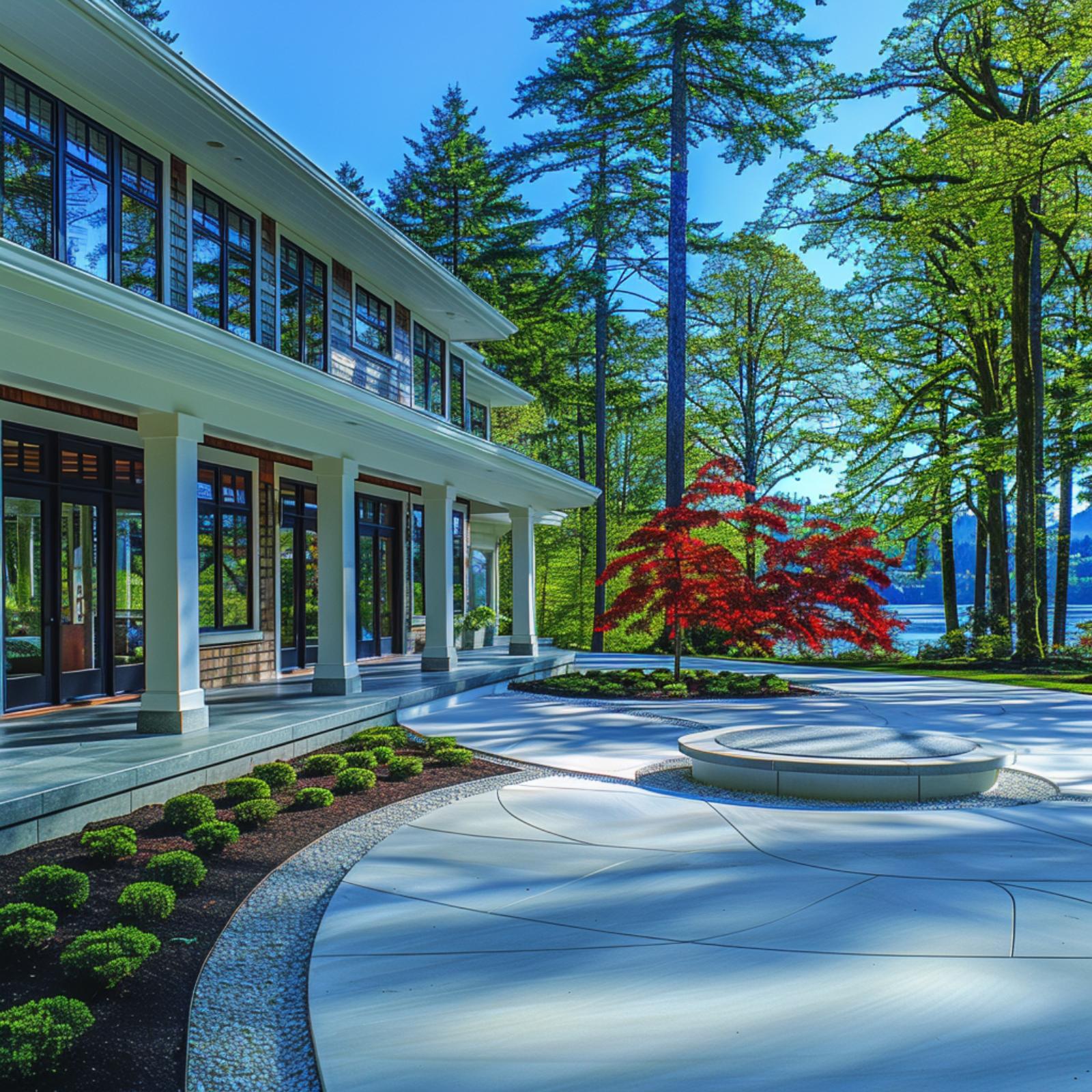 Japanese Maple, Tall Pines, and a Concrete Motor Court Worth Every Square Foot
