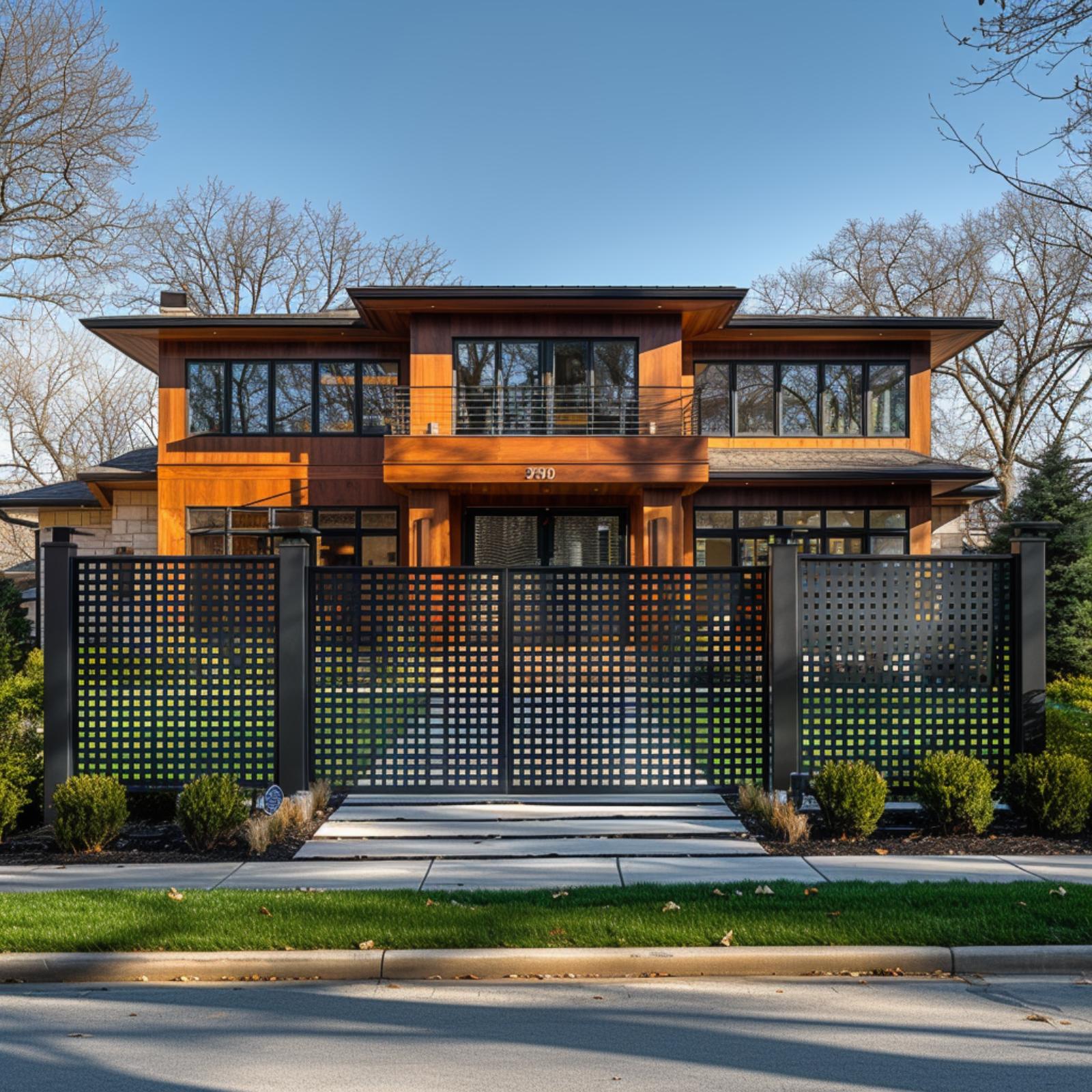 Square-Grid Steel, Warm Cedar, and a Gate That Makes the Property Read as Finished