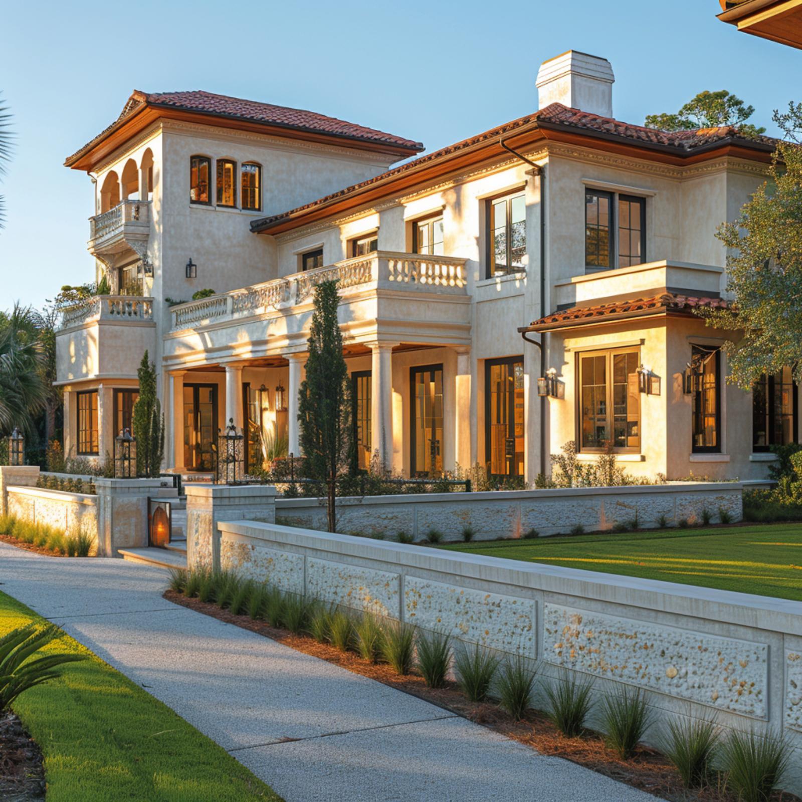Coquina Retaining Wall, Terra Cotta Tile, and One Boundary That Ties It All Together