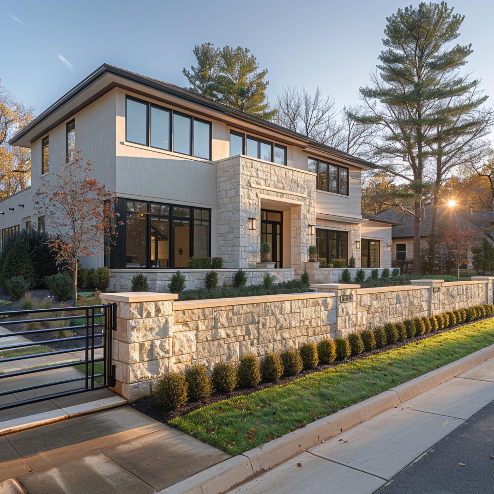 Limestone Block, Black Steel Gate, and a Fence That Makes the Property Feel Resolved