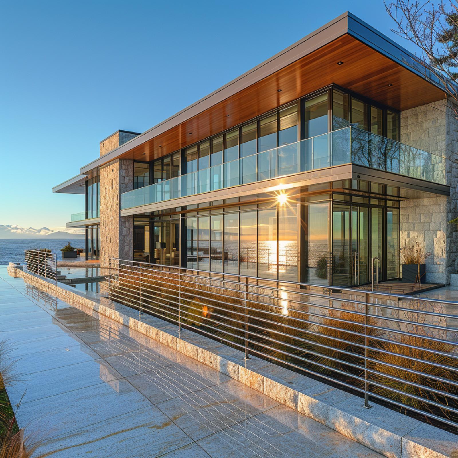 Horizontal Steel Rails, Cedar Soffits, and a Fence That Makes Ocean Views Feel Earned
