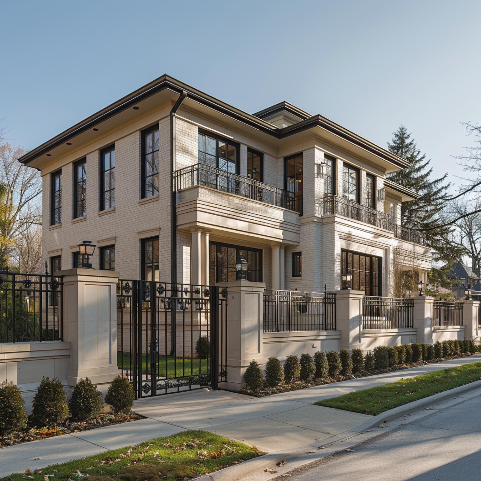 Painted Brick, Wrought Iron, and a Gate That Makes the Whole Lot Read as Planned
