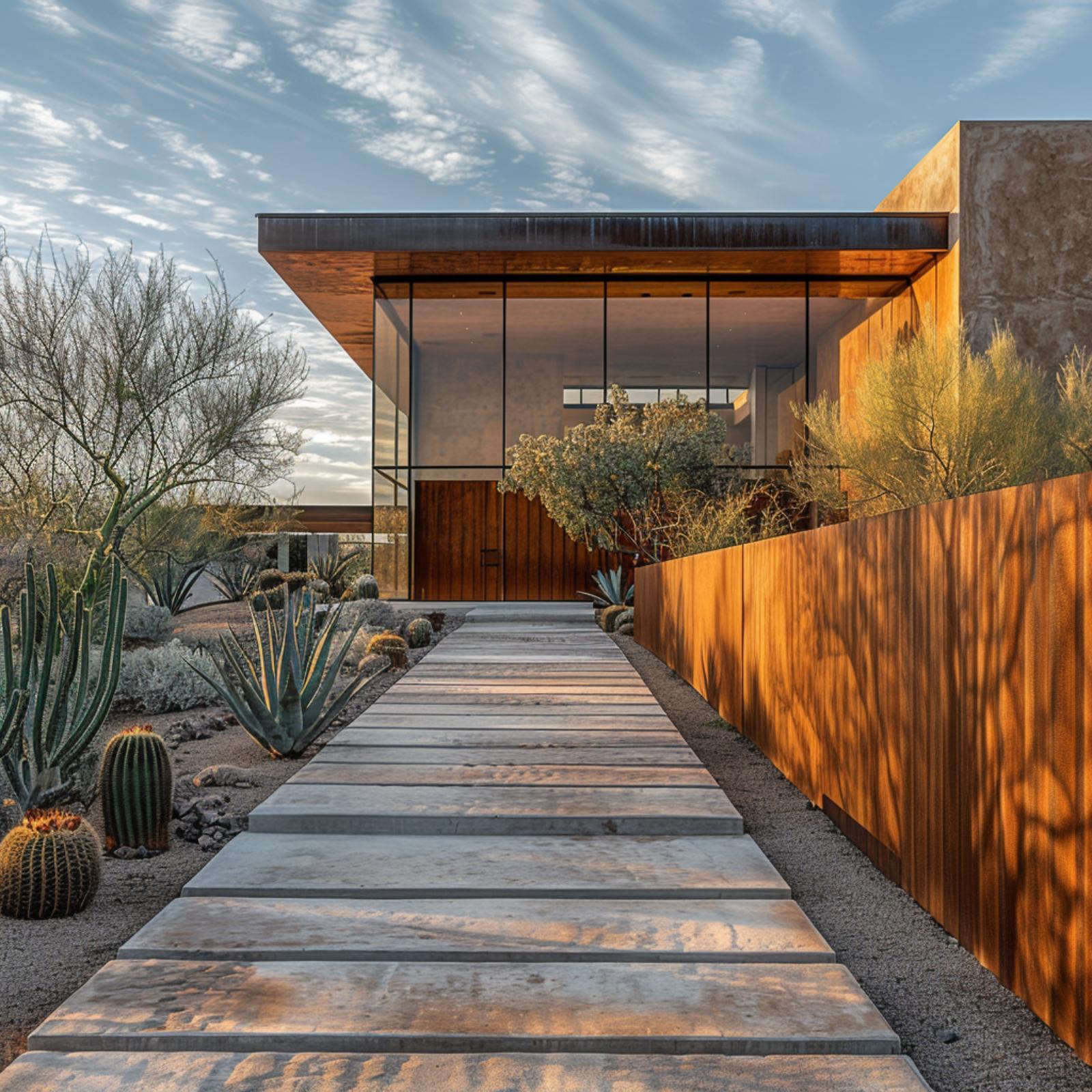 Weathered Wood, Agave, and a Corten Wall That Makes Desert Modern Click