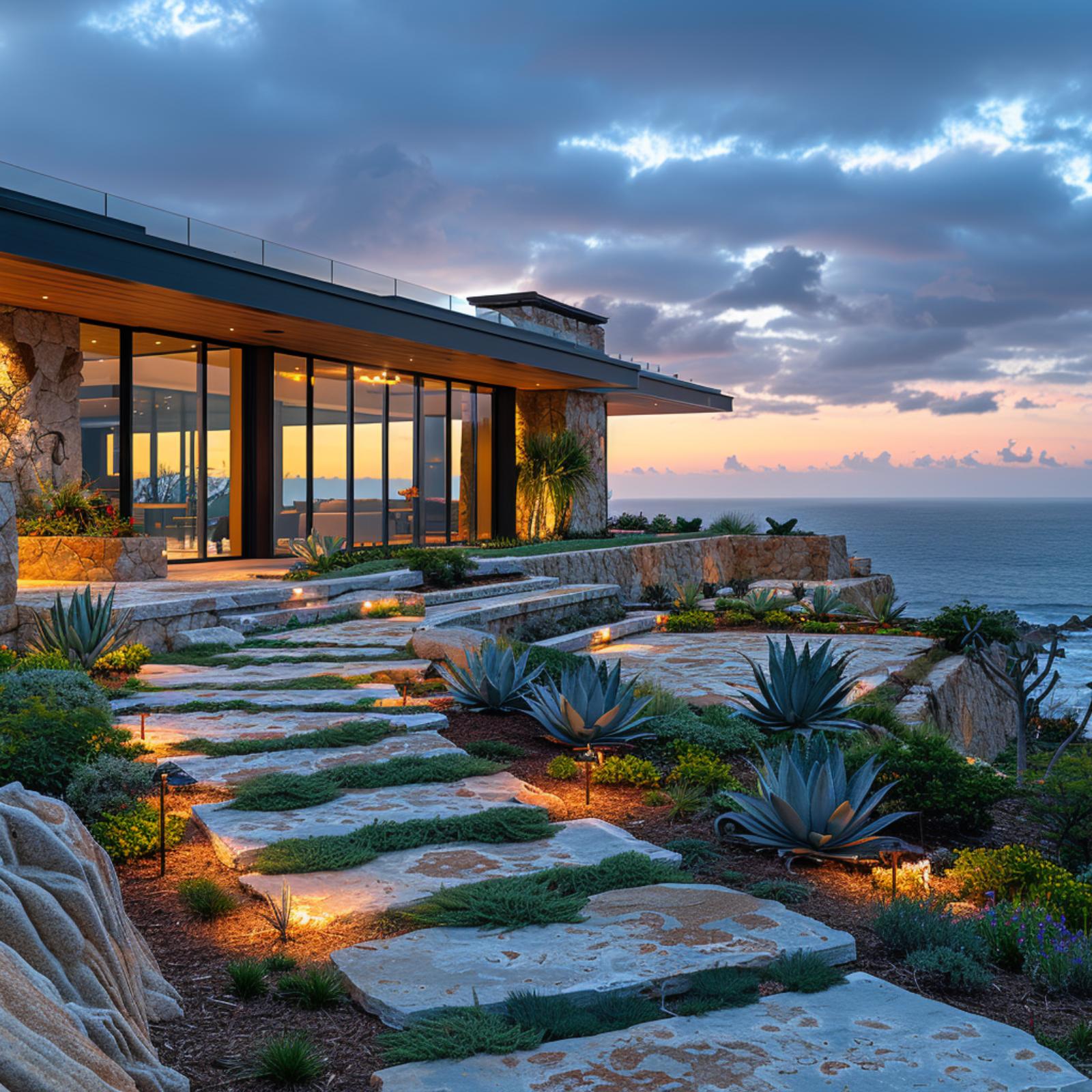 Agave, Flagstone, and Ocean Light Do Everything Grass Never Could