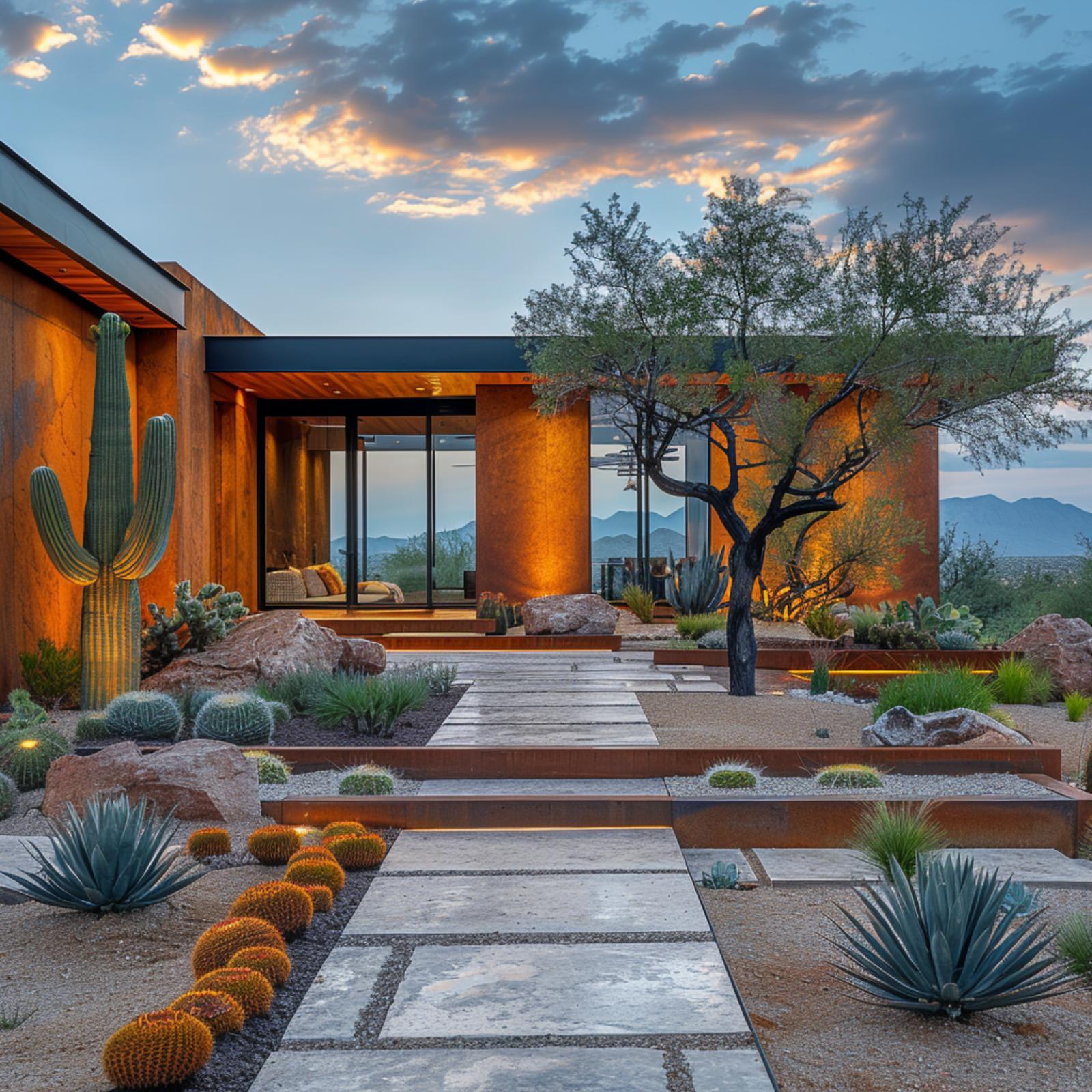 Cor-Ten Steel Walls, Golden Barrel Clusters, and Not a Blade of Grass in Sight