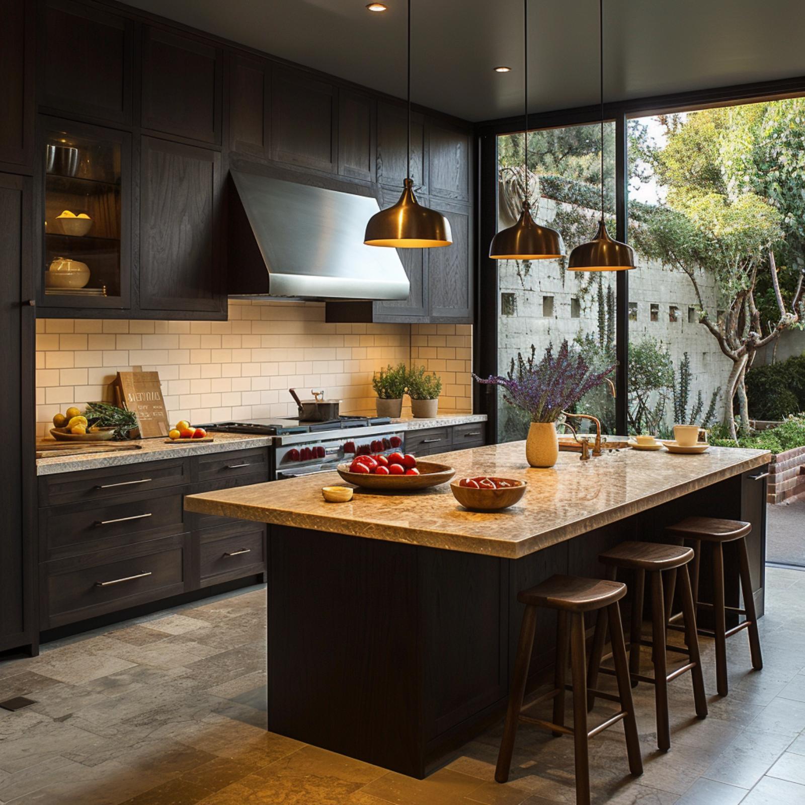Dark Cabinets and Copper Pendants Prove Warmth Doesn't Need Light Wood