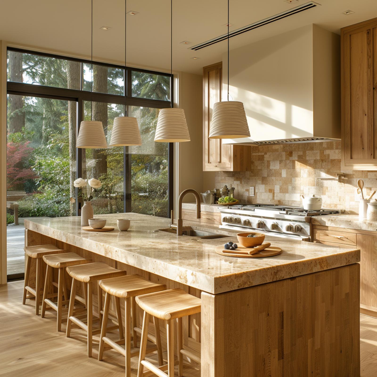Blonde Oak and Quarried Stone Make the Warmth Argument Without Raising Their Voice