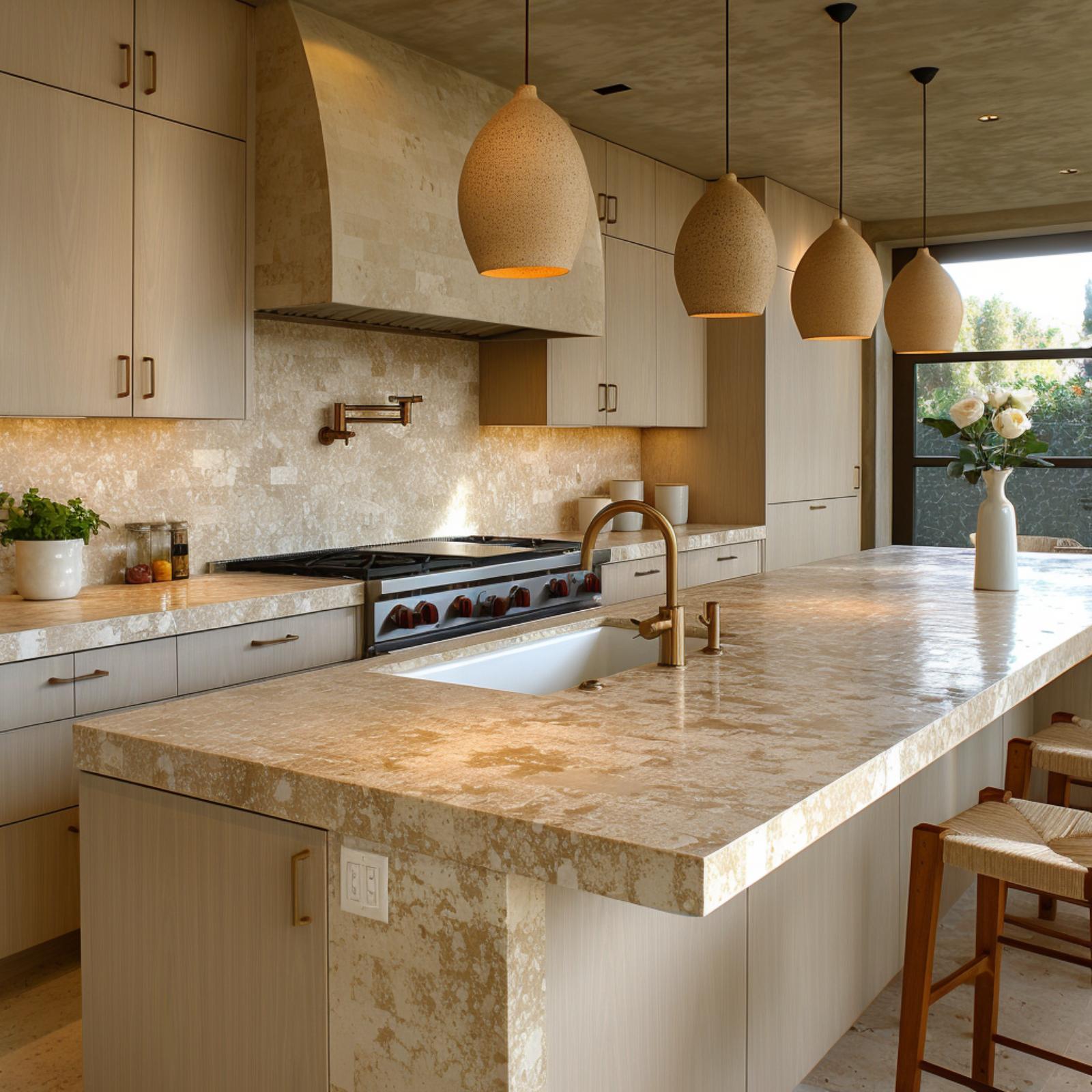 Quartzite Counters and Woven Pendants Make the Case Without Saying a Word