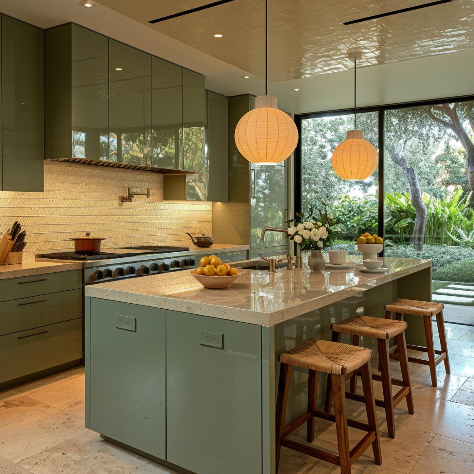 Sage Cabinetry and Paper Lanterns Make a Strong Case for Warm Minimalism