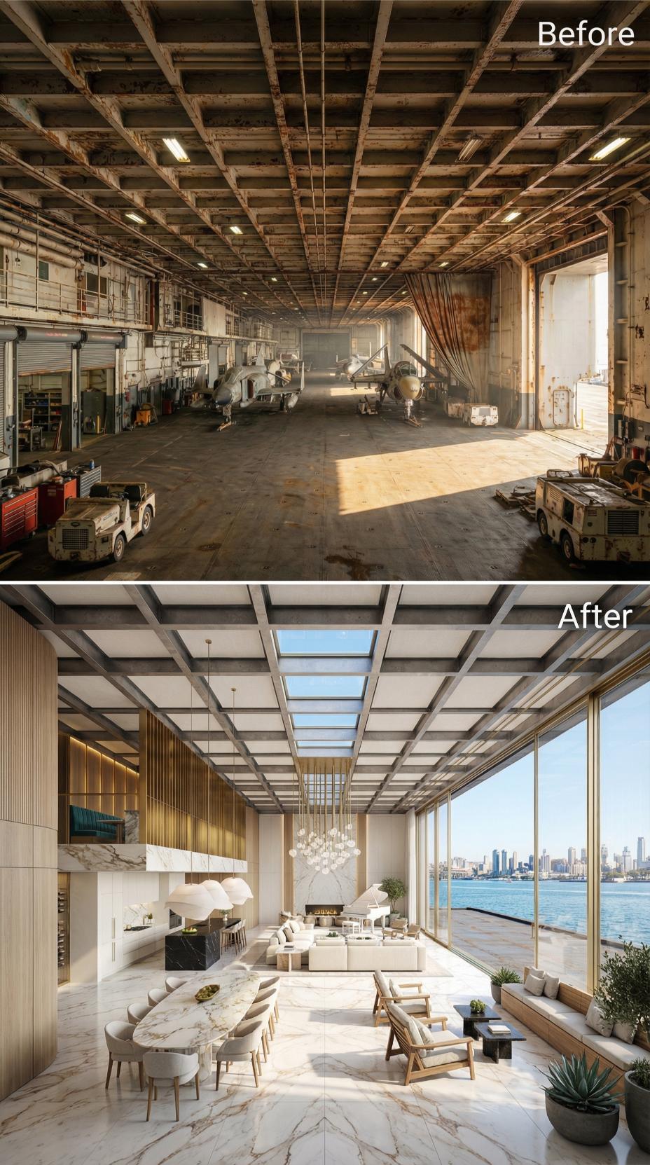 Skylight Panels, Marble Floors, and a Grand Piano Where Jets Once Parked