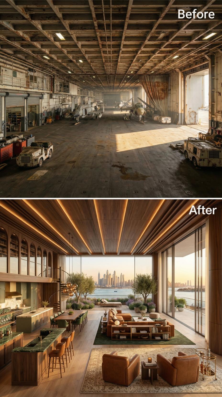 Hangar Deck Gone, Walnut Ribs and Emerald Marble Take Its Place