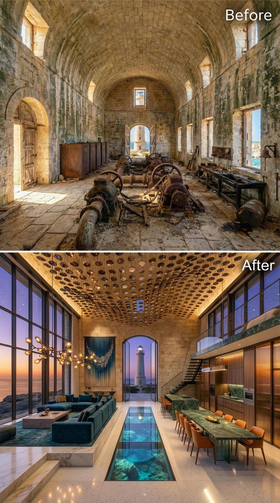 Glass Floor, Perforated Vault, Lighthouse Framed: Stone Walls Get a New Life