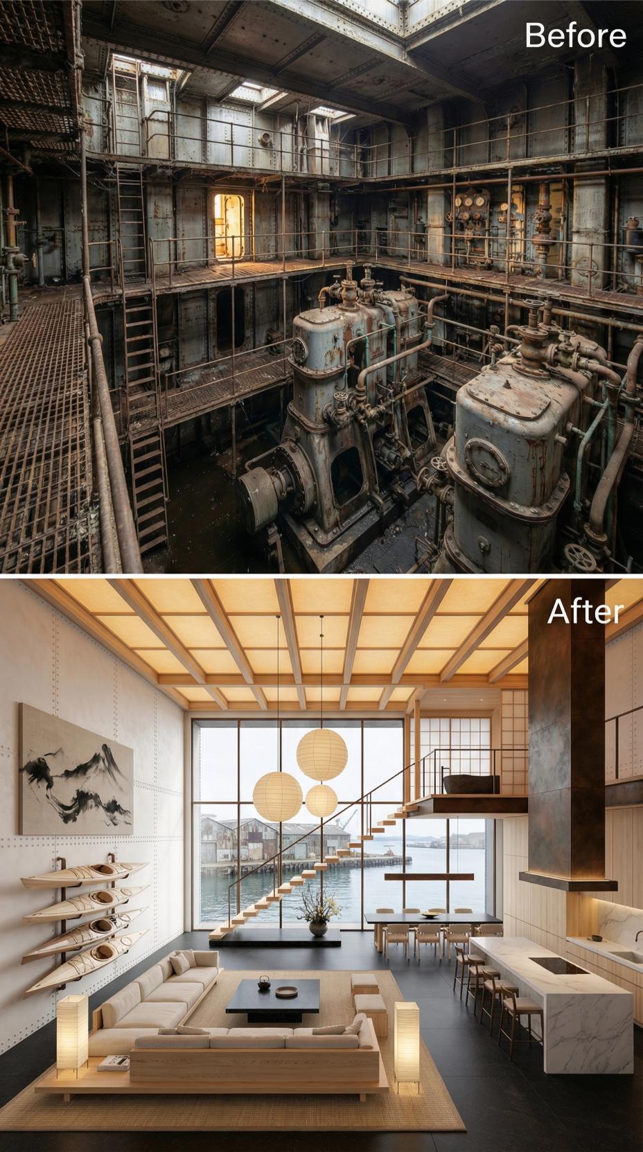 Paper Lanterns and Shoji Ceilings Replace Corroded Steam Machinery