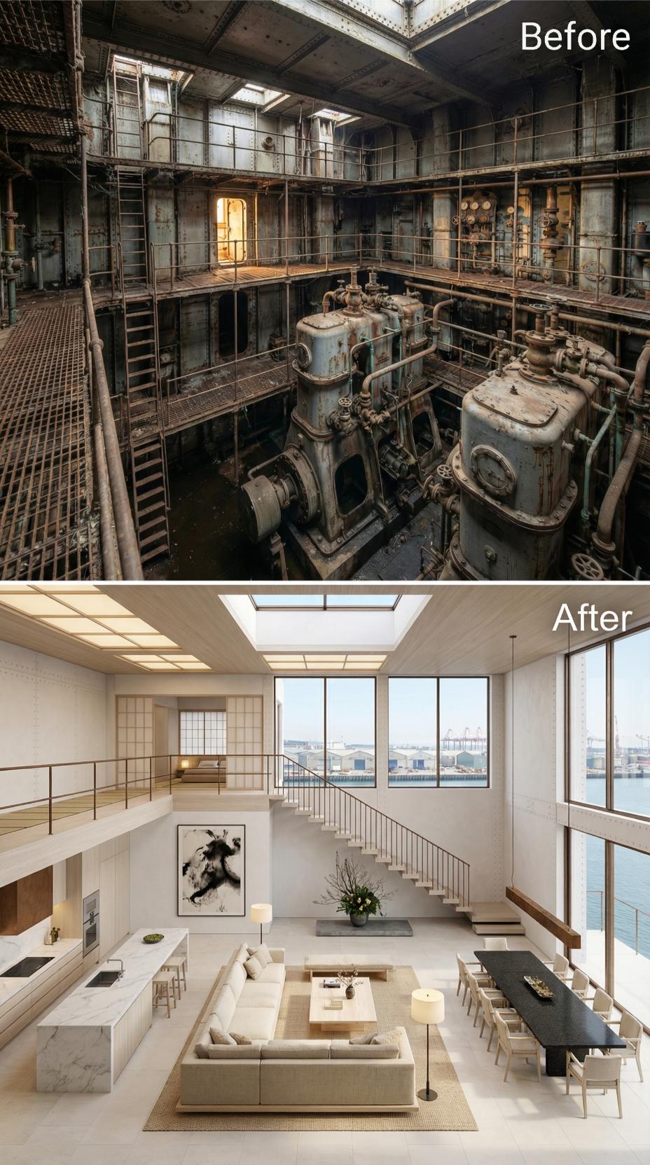 Corroded Steel and Pipes Cleared for Ivory Linen and Marble Surfaces