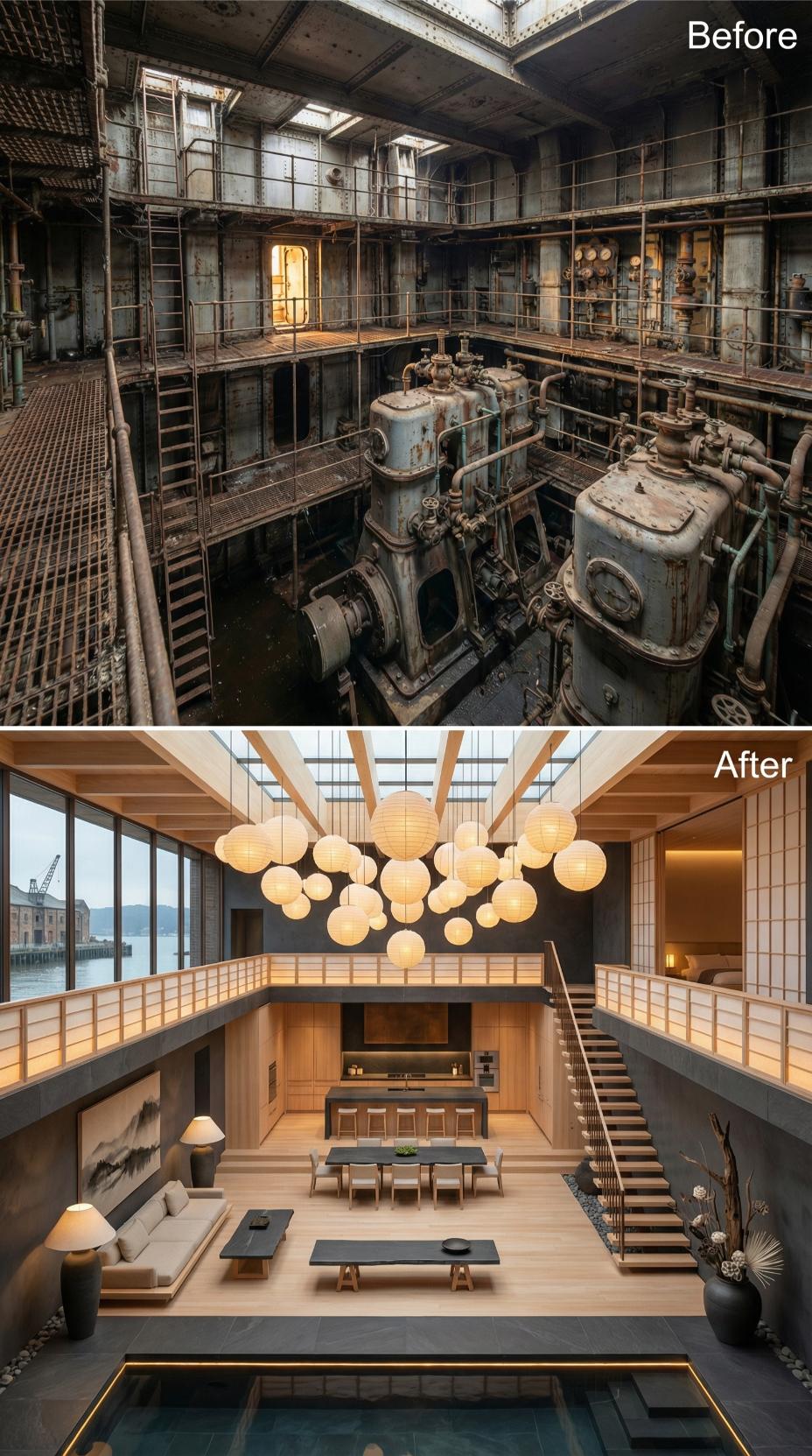 Paper Lanterns, Ash Wood Floors, and Shoji Screens Occupy the Engine Pit