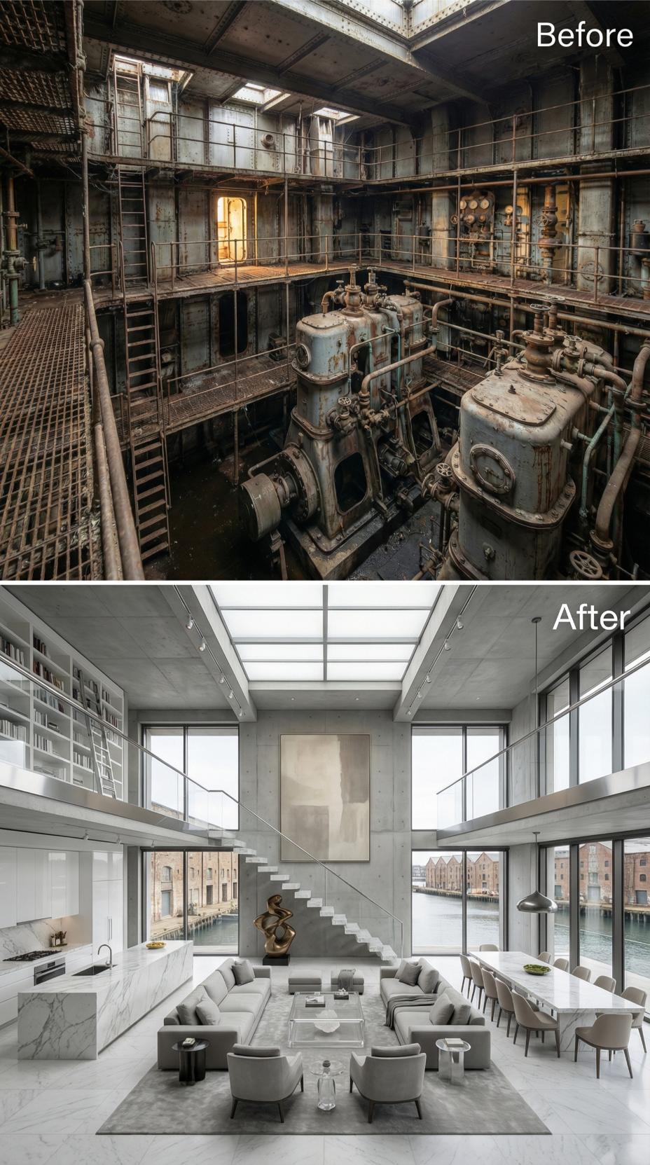 Skylight, Concrete, and Floor-to-Ceiling Glass Replace a Century of Rust