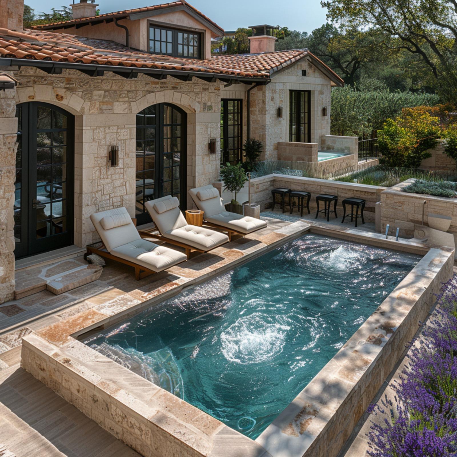 Limestone Walls, Lavender Borders, and a Plunge Pool Raised Above Grade