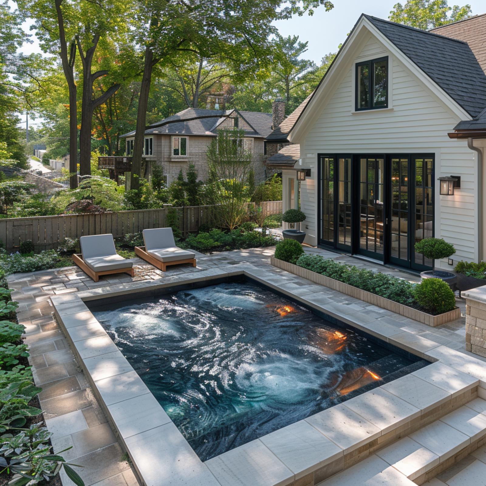 Bluestone Coping, Bubbling Jets, and Two Teak Loungers That Earn Their Keep