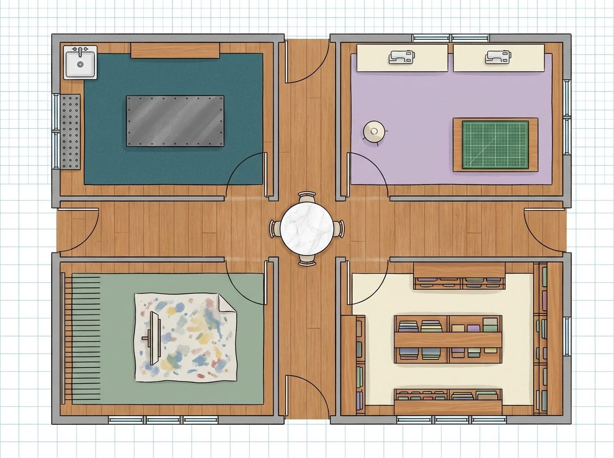 Multi-Wing Craft Studio with Separate Stained-Glass, Sewing, and Painting Zones