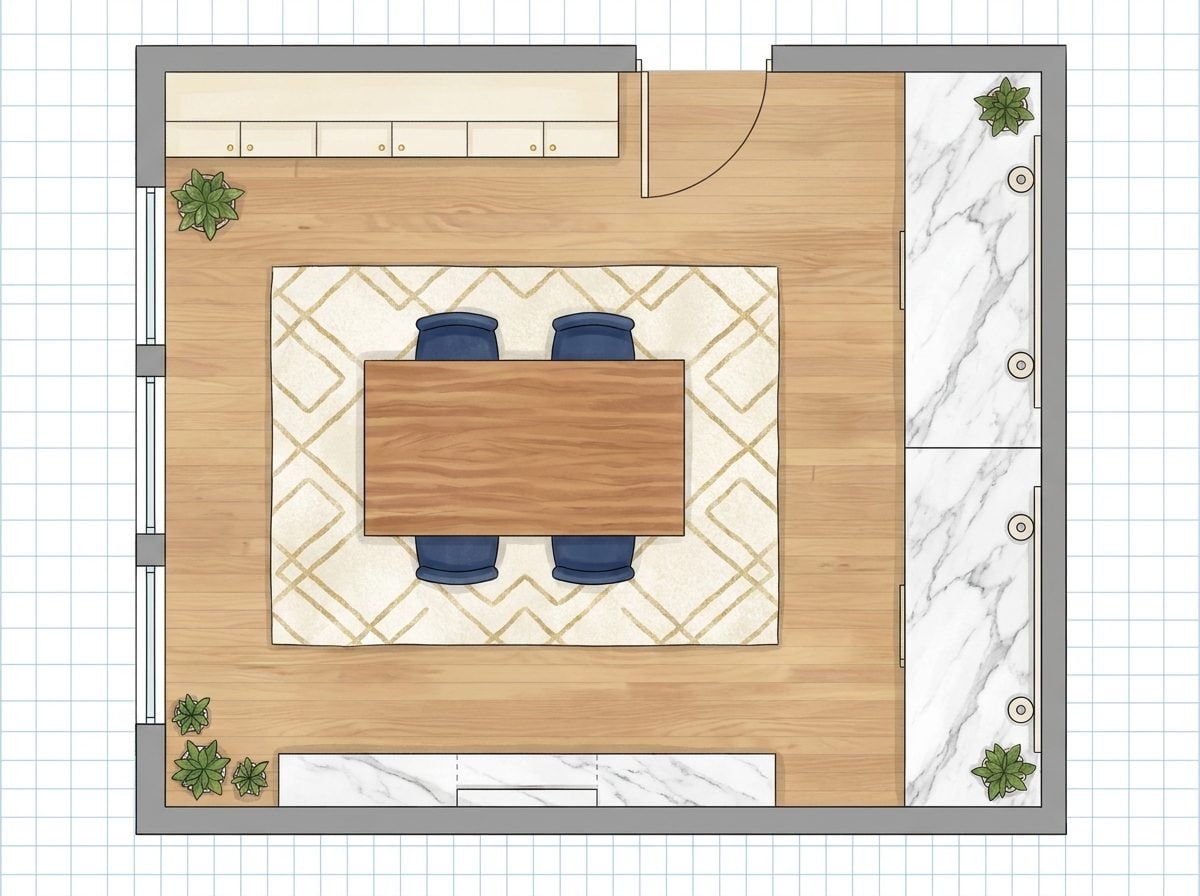 Dual Wrapping Station Hobby Room with Marble Counters and Hidden Charging Drawers