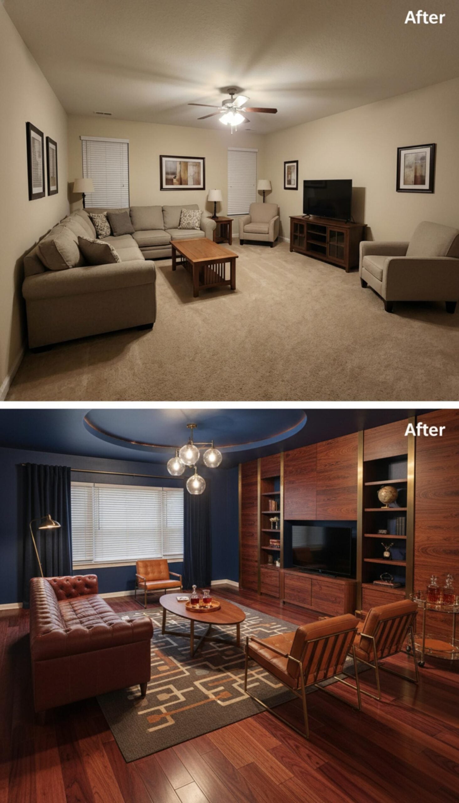 Tray Ceiling, Cognac Leather, and a Built-In Wall That Finally Means Something