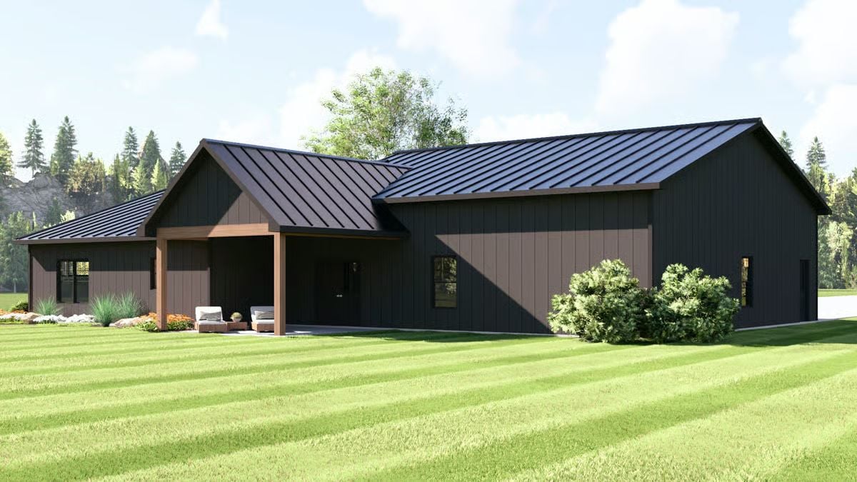 Dark Siding and a Standing-Seam Roof Give This Barndominium Its Edge
