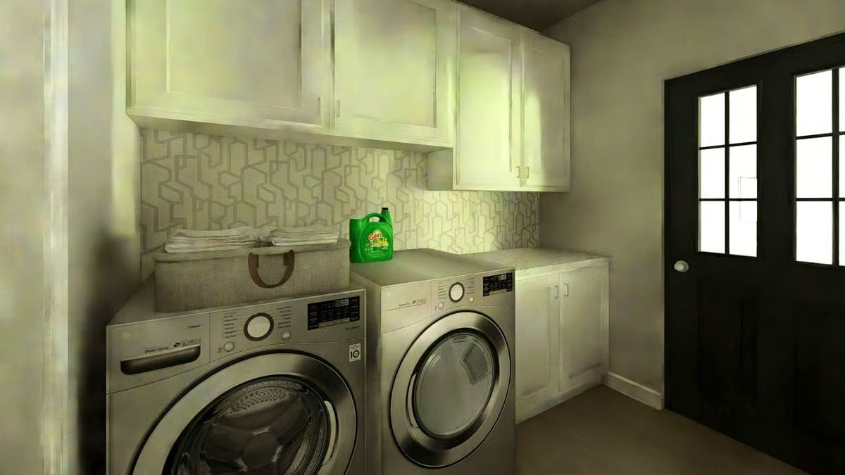 Gain Detergent on the Counter and Cabinets Above — Wait, No Em-Dashes. Silver Machines, Smart Storage. Let me redo that heading: